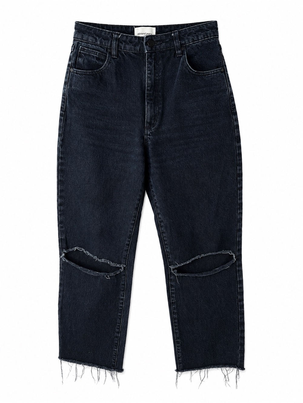 Abrand Jeans A Venice Straight Distressed Dark Blue Jeans Raw Hem Size 26
